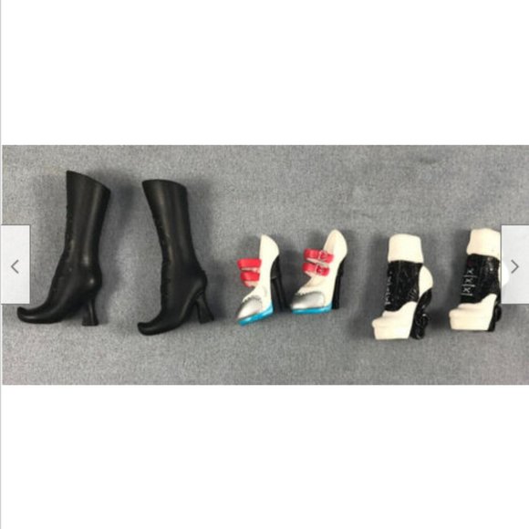 3 pair Shoes Monster High Doll Girl Black Boot Curve Heel Frankie Stein Operetta - Picture 3 of 10
